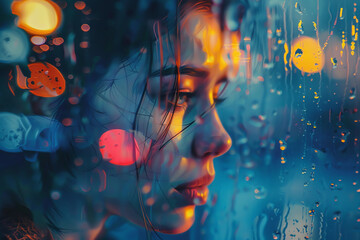 Illustrate a fusion of futuristic elements and heartwarming love tales in a traditional oil painting Incorporate unexpected camera angles to add a modern twist and depth to the emotional storytelling