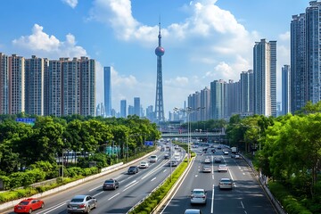 Naklejka premium View of Shanghai Pudong skyscrapers in Shanghai, China