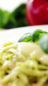 Cooked pasta on plate