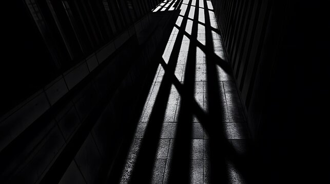 High-Rise Abstract Perspective of Light and Shadow in Urban Architecture from Ground Looking Upward