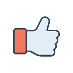 Color illustration icon for thumb up