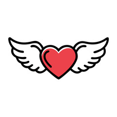 Fototapeta premium heart with wings on white background