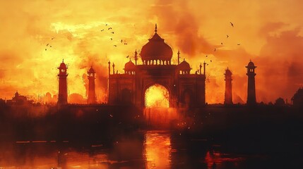 india architecture landmarks sky, Holi colorful drops