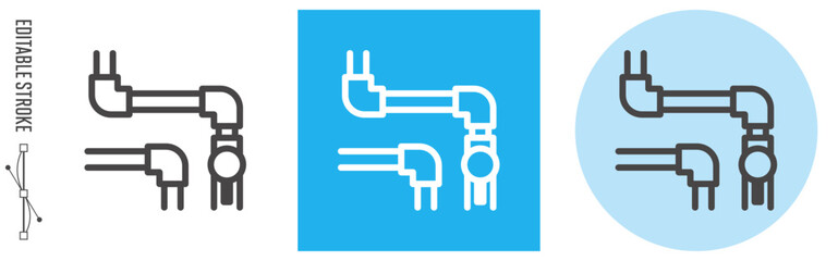 インフラ、ガス管｜ライン・アイコン　[線の編集可能]