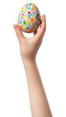 PNG Hand raising Easter egg patterns easter white.