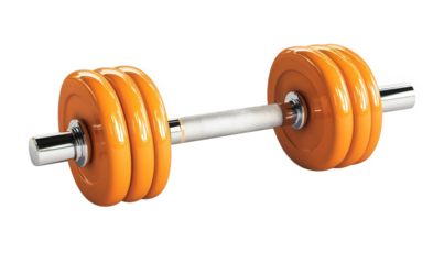 A yellow dumbbell