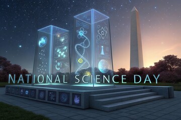 Illustrate a breathtaking futuristic monument dedicated to scientific achievements.