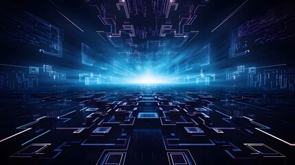 Captivating futuristic mindscape with glowing circuits and holographic visuals in a dynamic surreal digital art style  Immersive sci fi inspired backdrop with ethereal dreamlike elements