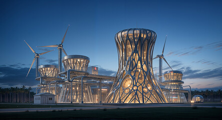 futuristic industrial factory . Generative AI