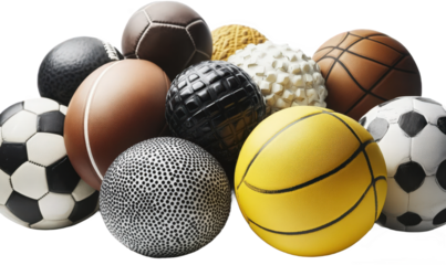 Various types of balls stacked together