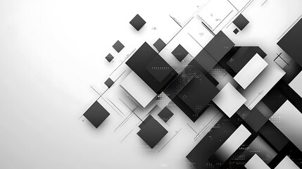 Fototapeta premium Abstract monochrome squares, tech background