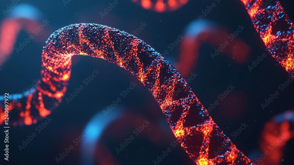 Poster dynamic molecular structures digital space 3d visualization abstract science concept close-up bioche
