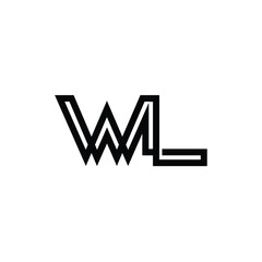 WL monogram logo design letter text name symbol monochrome logotype alphabet character simple logo