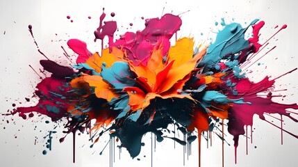 Vibrant abstract collage featuring a dynamic composition of colorful digital elements shapes and patterns