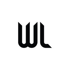 WL monogram logo design letter text name symbol monochrome logotype alphabet character simple logo