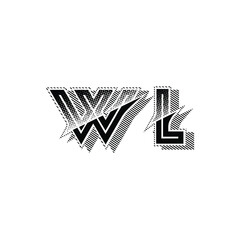 WL monogram logo design letter text name symbol monochrome logotype alphabet character simple logo
