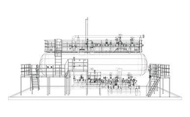 Industrial tank with valves. Vector rendered of 3d