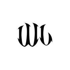 WL monogram logo design letter text name symbol monochrome logotype alphabet character simple logo