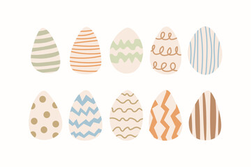 Easter Eggs. Set of vector illustrations. Colored Easter eggs.