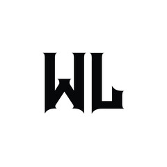 WL monogram logo design letter text name symbol monochrome logotype alphabet character simple logo