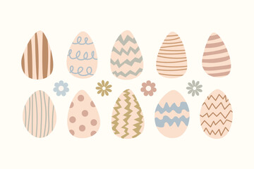 Easter Eggs. Set of vector illustrations. Colored Easter eggs.