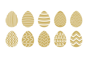 Set of colorful easter eggs with geometric and floral patterns in flat style. Vector illustration.Adobe Illustrator Artwork