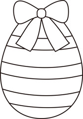Easter egg tied with bows outline.
Cute patterned Easter egg coloring page isolated.
Happy Easter.
Transparent background.