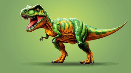 Fototapeta premium Magnificent Tyrannosaurus Rex: A Journey to the Prehistoric Era. Digital painting of a fearsome dinosaur, showcasing its raw power and ancient majesty.