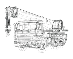 Car crane. Vector rendering of 3d