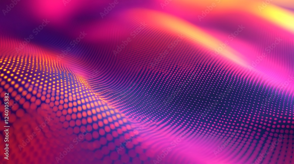 Poster Floating light pixels create a vibrant abstract pattern in a swirling display of color and texture