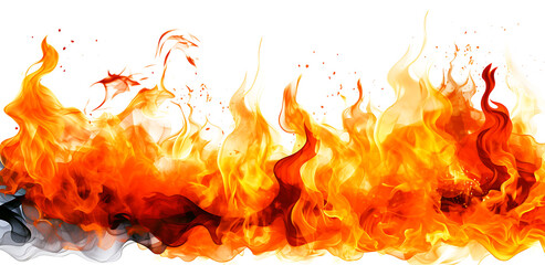 fire and flames on white & transparent a background.