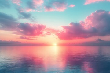 Obraz premium Pink Sunset over Serene Ocean: A Breathtaking Vista