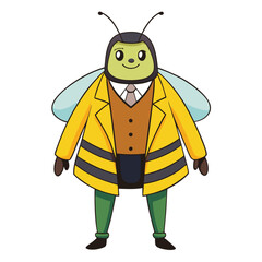 A bumblebee in a dark mustard yellow blazer with subtle stripes Illustrator Artwork