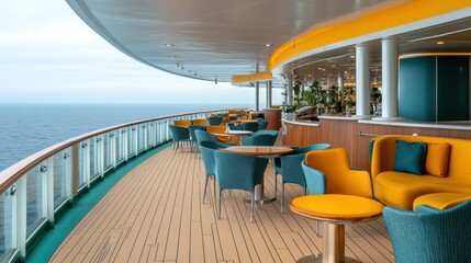 Fototapeta premium Ocean View Lounge: Cruise Ship Deck Relaxation