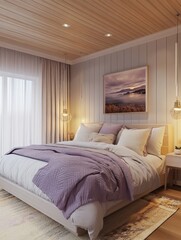 Serene Bedroom Interior Design With Lavender Bedding