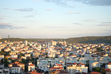 View of an urban landscape at sunset