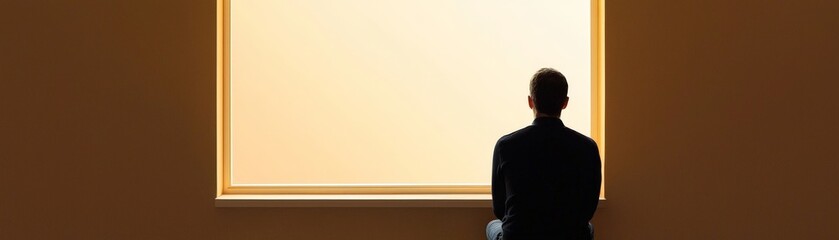 Experiencing the Depth of Emotions and Feelings, A person gazes thoughtfully out of a large window, surrounded by warm light.