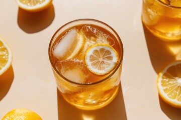 Iced Tea Refreshment With Lemon Slices