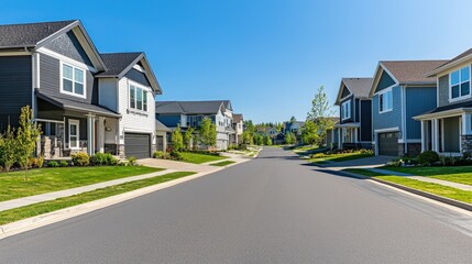 Street of modern suburban homes