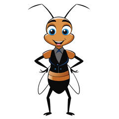 An ant in a classic black vest with sharp tailoring Illustrator Artwork