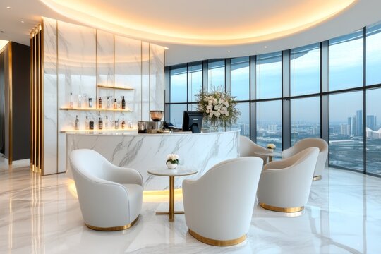 A business-class lounge member using their membership pass to access luxury seating and free refreshments