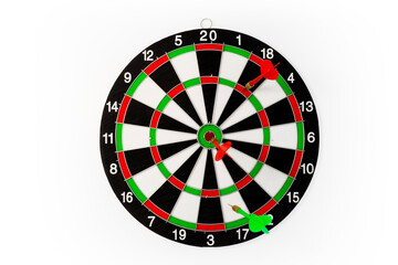 Dart board game isolated on a white background, Hit the target
