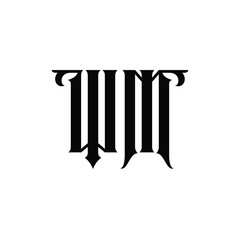 WM monogram logo design letter text name symbol monochrome logotype alphabet character simple logo