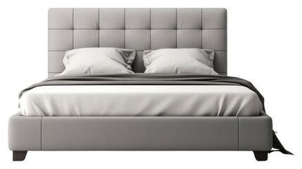 PNG A grey modern king size bed furniture bedroom comfortable.
