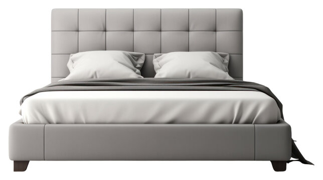 PNG A grey modern king size bed furniture bedroom comfortable.