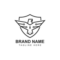Modern logo combination of shield and eagle. Perfect for cyber security