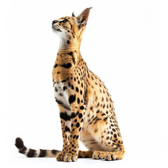Naklejka premium Majestic serval cat standing tall and proud with striking spots