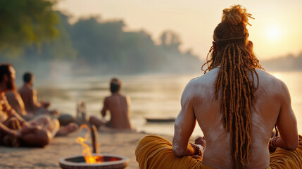 sadhus preparing for the Maha kumbh