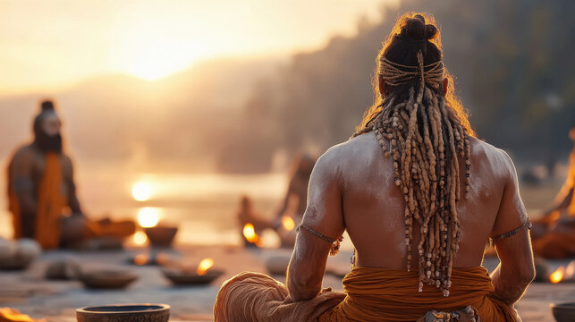 sadhus preparing for the Maha kumbh