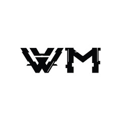 WM monogram logo design letter text name symbol monochrome logotype alphabet character simple logo